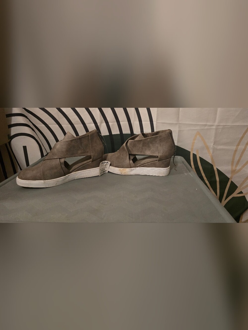 T.J.Maxx Men's Cut-Out Slip-On Sneakers in Taupe with White Sole